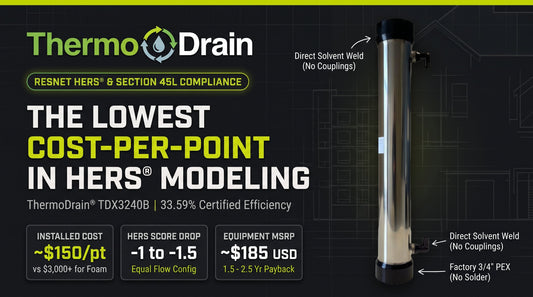 The Lowest Cost-Per-Point in HERS® Modeling: Why Energy Raters Are Specifying the ThermoDrain TDX3240B